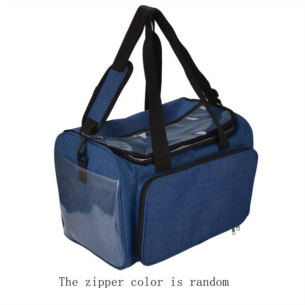 Large Capacity Yarn Knitted Tote Bag Multi-Pocket Crochet Accessory Organizer with Nylon Shoulder Straps for Home Travel