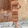 Women's Dress Casual Striped Holiday Dress With Sleeveless Square Neck