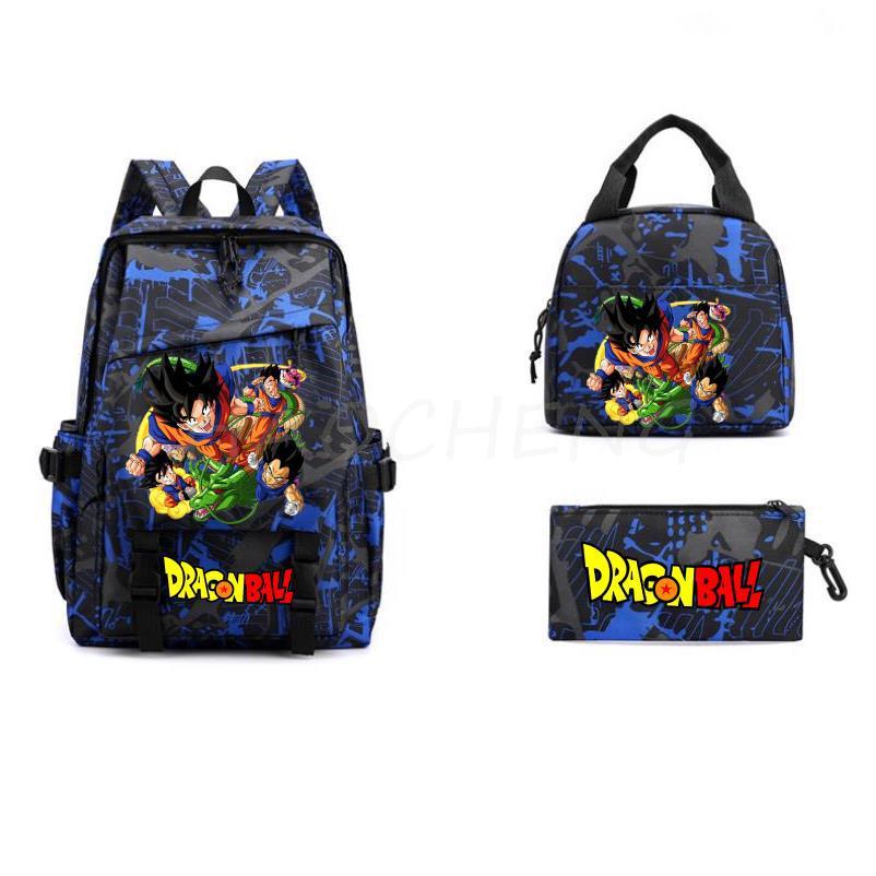Dragon Ball Peripheral Cartoon Printed Backpack 3PCS Set Student School Bag Shoulder Bag Pencil Case Set