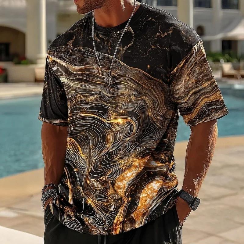 

Летний топ с круглым вырезом и 3D-принтом под мрамор, модная повседневная мужская футболка с коротким рукавом XS