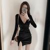 Deep V-neck Low-cut Sexy Girl Dress, Spring New Figure-flattering, Slimming Inner Layer, Bodycon Pencil Skirt