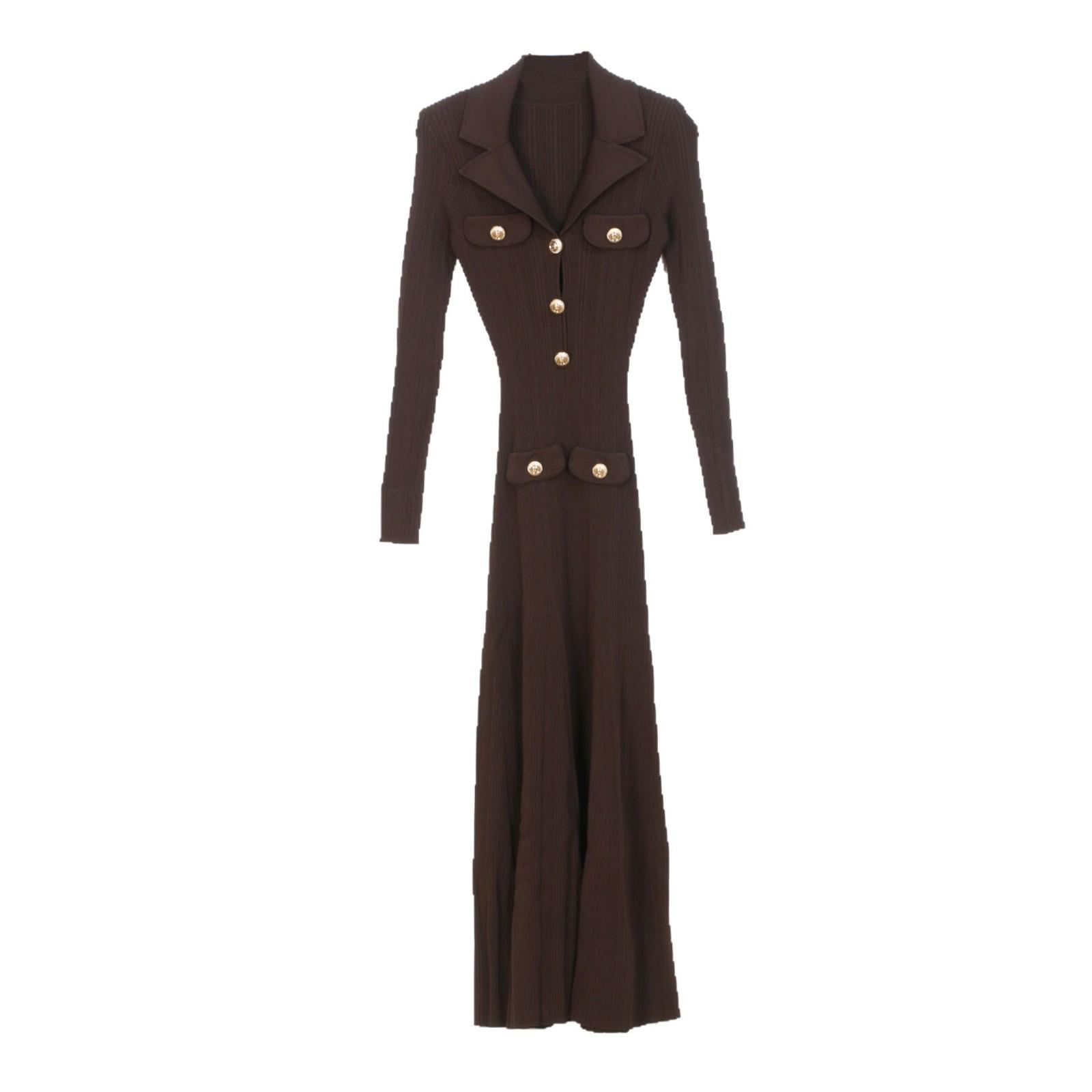 

Elegant French Style Long Sleeve Knit Dress for Women S