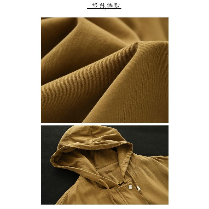 Dammode Nya Sydda Jackor med Dragkedjefickor Enfärgad Casual Lös Huvjacka Långärmad