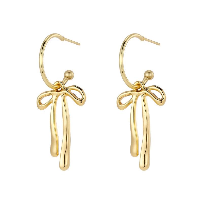 Fashion Personalized Metal Bow Earrings Temperament Simple Design Gold High Sense Stud Earrings