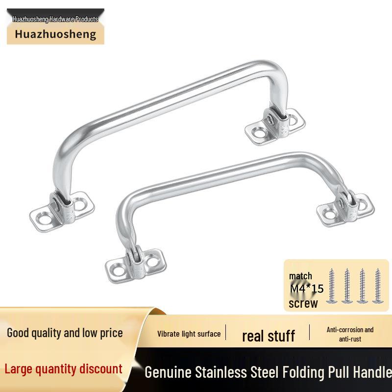 Foldable U-shaped 304 Stainless Steel Handle for Cabinets, Drawers, Toolboxes, and Wooden Boxes.