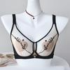 French Letter Embroidery Semi-transparent Mesh Heart Cup Bra Light and Thin Breast-revealing Small Memory Wire Support Bra