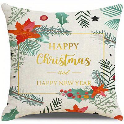 Home Decor Merry Christmas Decorative Pillow Covers Set Pattern Cushion Cover Suitable for Sofa Bedroom Car Pillow Cover