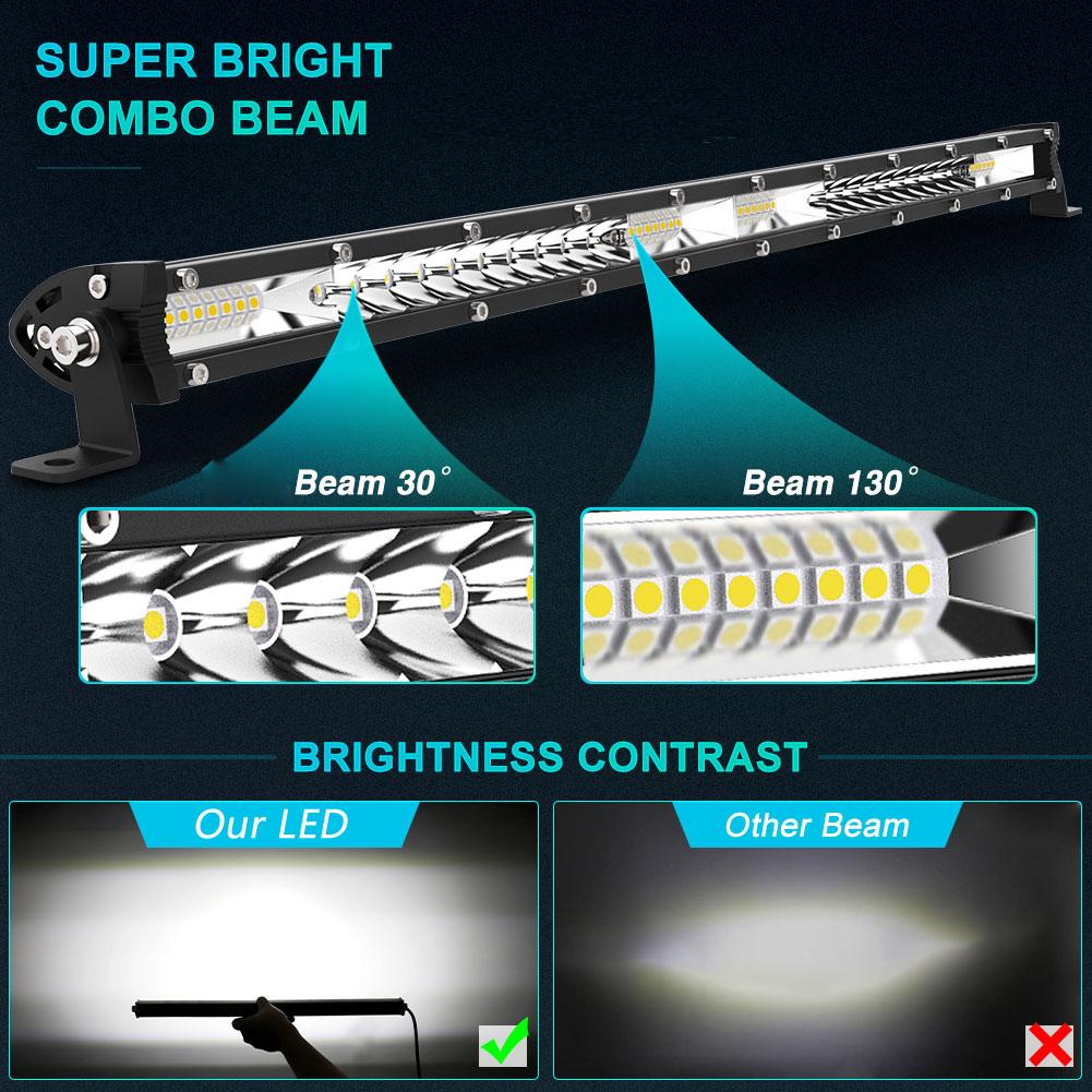 Single Row LED Light Bar 12/20/32 Inch Spot/Flood Combo Beam New IP68 Waterproof 6500K Color Led Work Lights Driving Lamp for Car ATV Truck Neon