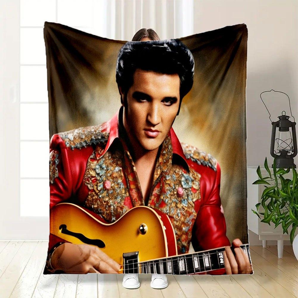 "Elvis Presley Inspired Floral Embroidered Jacket"Blanket Flannel Throw Blanket for Sofa, Bed, Travel, Camping, Office, Couch, Chair, And Be