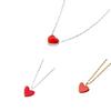 925 Silver Plated Red Heart Necklace for Women Minimalist Heart Pendant Dainty Collarbone Chain