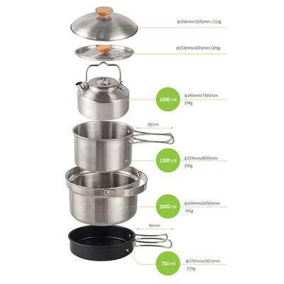 Lauko nerūdijančio plieno virdulio užrakinimo rankena kempingo pakabinamas puodas nešiojamas kavos puodukas pikniko viryklė 1L