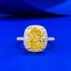 Wind High Carbon Diamond Ice Flower Ring Whole Body 9 * 11 Fat Square Yellow Diamond Wind Simple Women'S Ring Ring