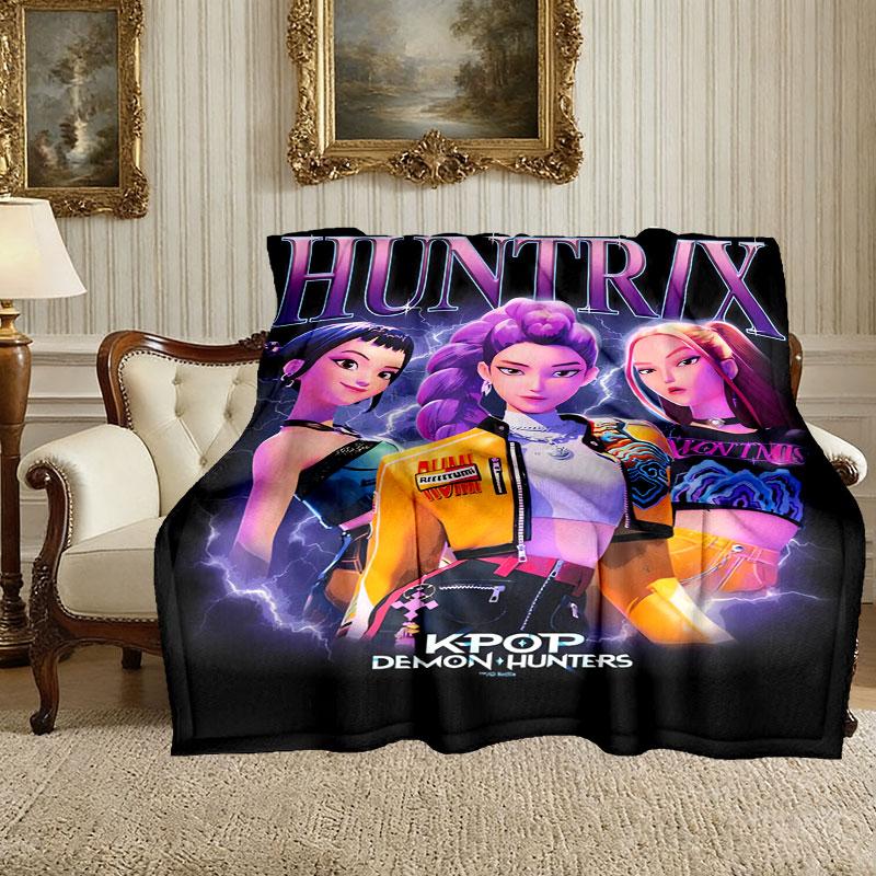 Kpop Demon Hunters Pattern Blanket, Cozy Blanket for All-Season Comfort on Sofas, Beds, Office, Car, Camping and Travel