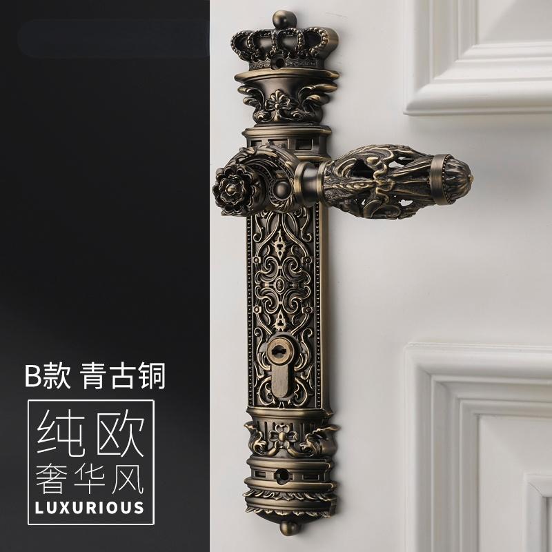 85mm All Copper Hollow Out  Mute Door Lock Indoor Wooden Door Lock Handle Lock Room Door Lock European Luxury Style Villa Lock