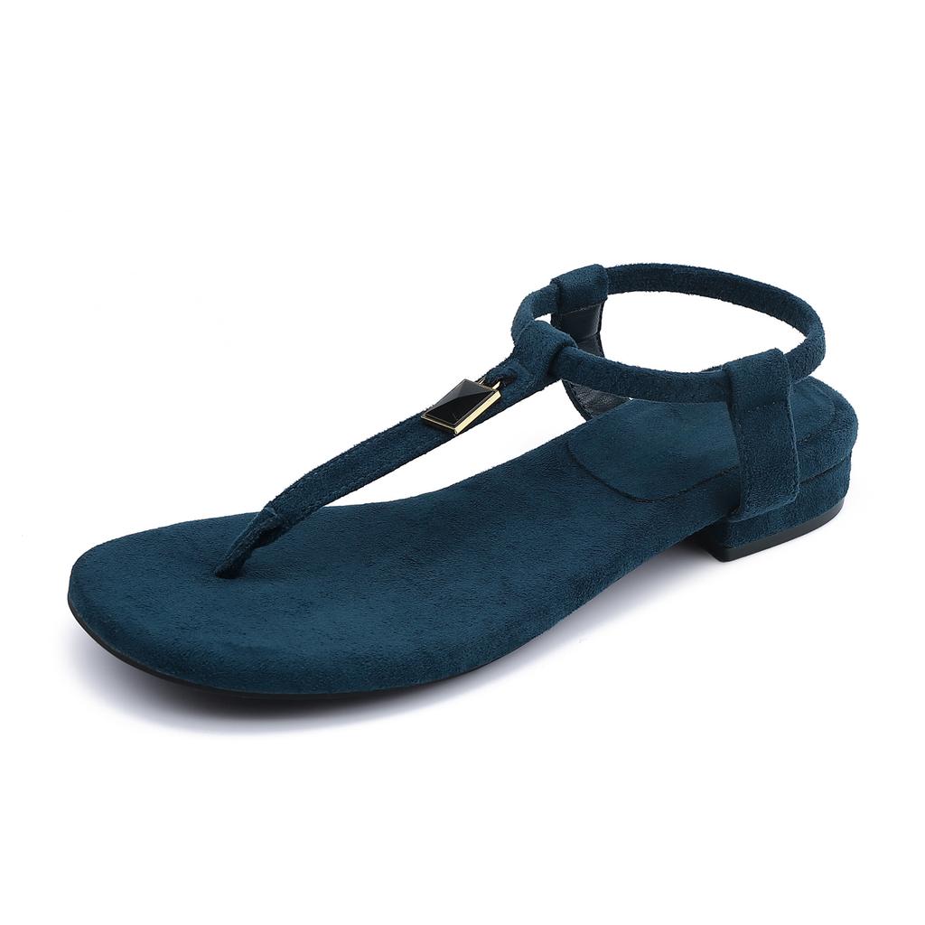 Grape Mother Summer New 2025 Extravagant~ Retro L * P Mandarin Duck Gold Buckle T with Toe Flat Sandals Women's Commute