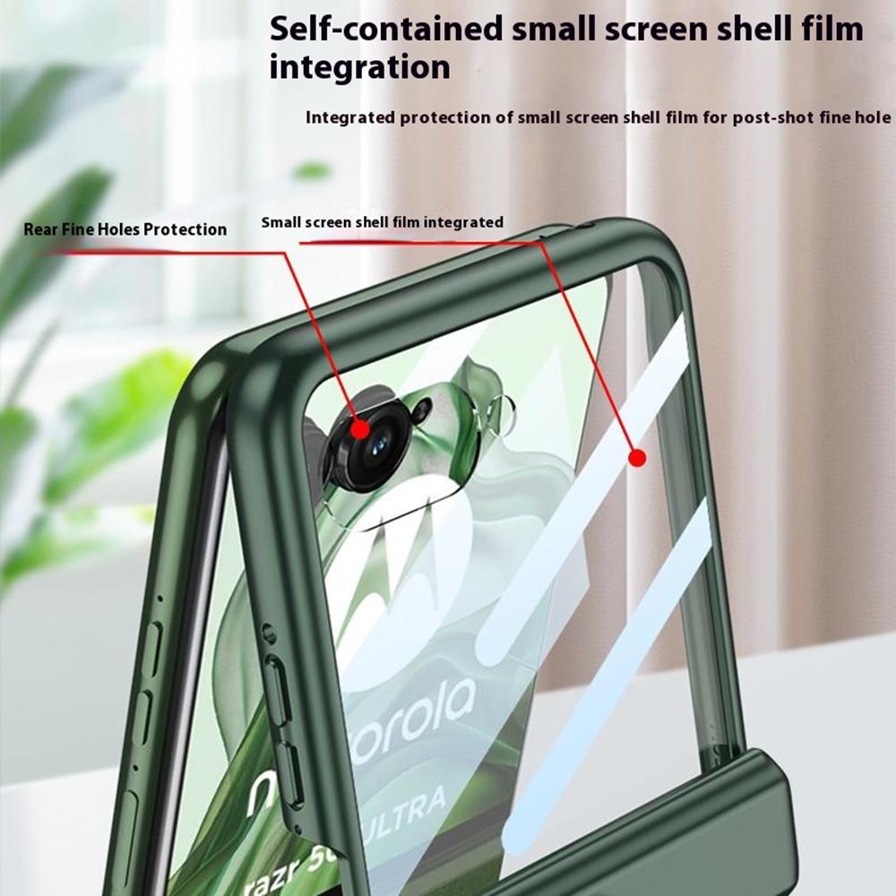 GKK For Motorola Razr 50 Ultra 5G Hard PC Kickstand Phone Case Magnetic Hinge Protection Cover with Small Screen Film