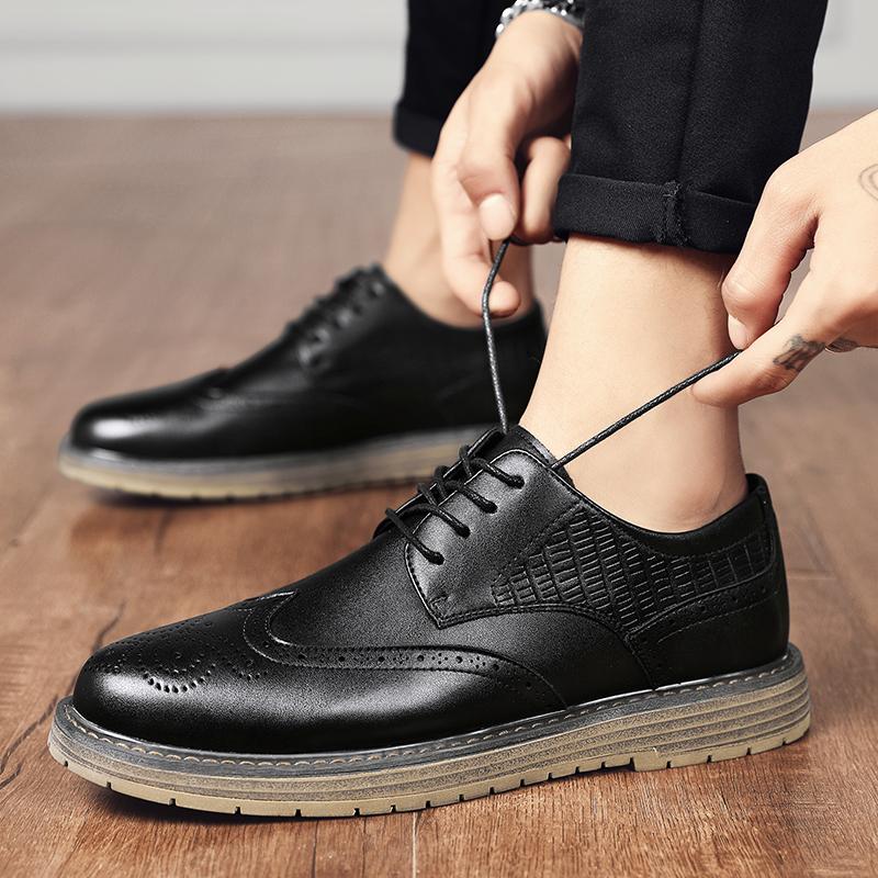 2024 Spring New Leather Casual Shoes for Men British Style Lace-up Oxford Shoes Men Classic Thick Soled Business Dress Men Shoes