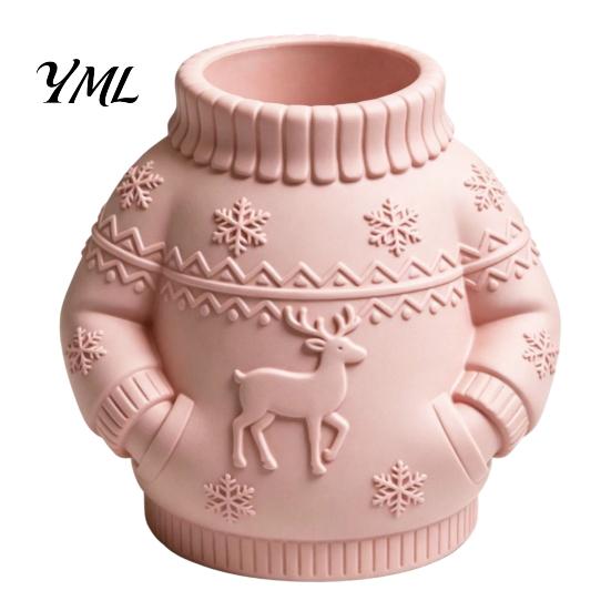 Unique Holiday Gift for Office 3D Printed Sweater Pen Holder, Creative Desk Organizer with Elk Snowflake Relief Home Matte Texture Storage School