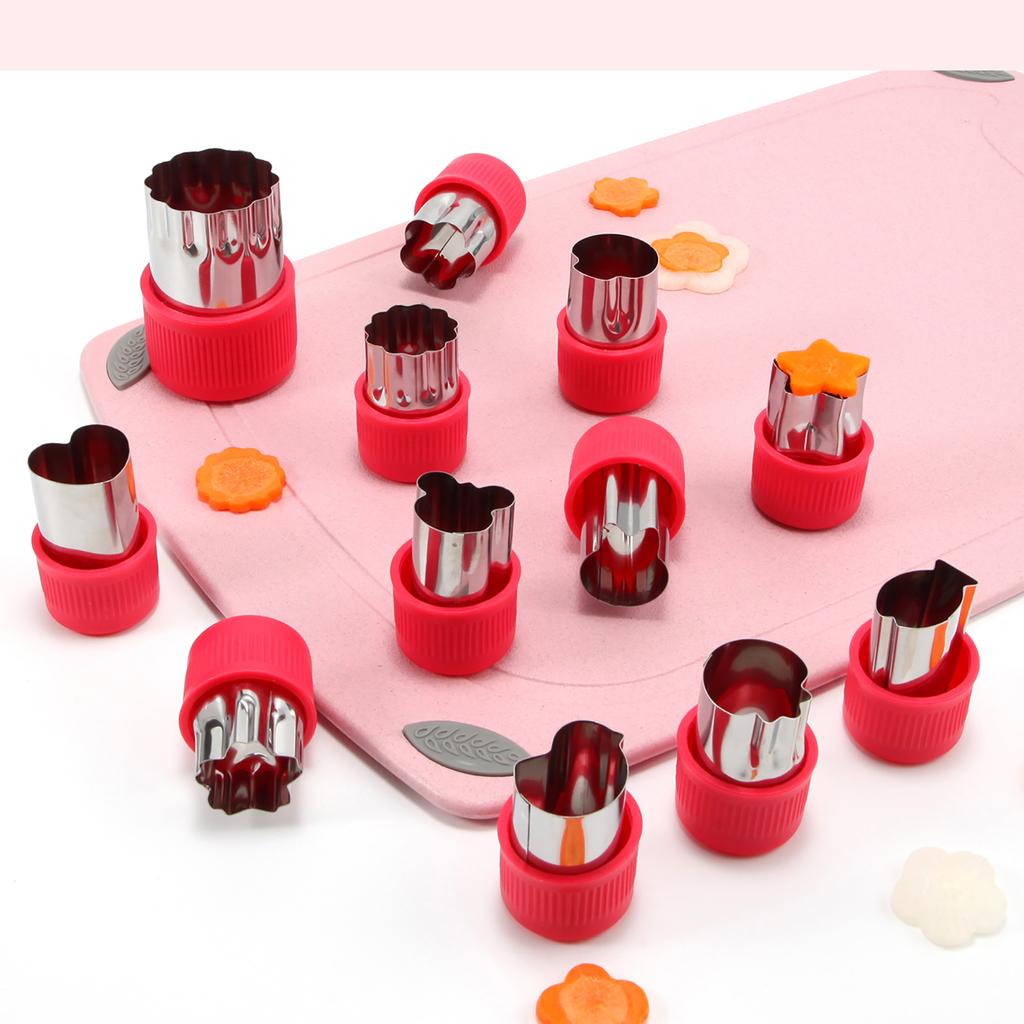 12Pcs/Set Rice Vegetable Fruit Cutter Mold Flowers Cartoon Stainless Steel Cake Cookie Biscuit Cutting Shape Tools