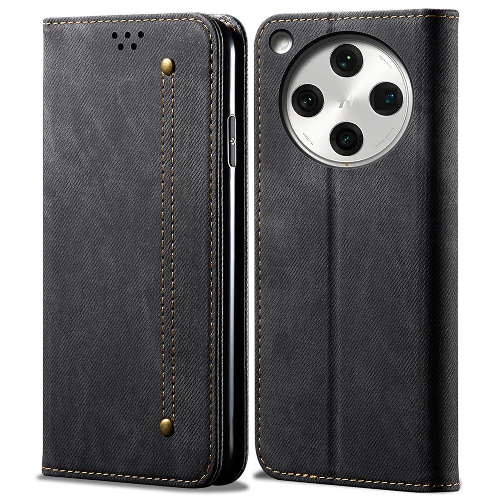 

For Oppo Find X8s+ 5G Case Jeans Cloth Texture Anti-Scratch Leather Stand Phone Cover A