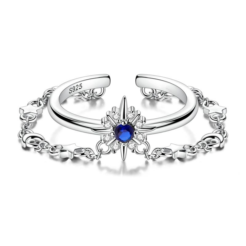 Star Shape Moon Sun Adjustable Ring copper Authentic Blue Zircon Cat Paw Wishing Open Rings Ideal For Women Wedding Jewellery Gift