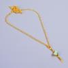 Natural Ethiopian Opal Gold Plated Electroformed Wedding Chain Necklace Jewelry V-79
