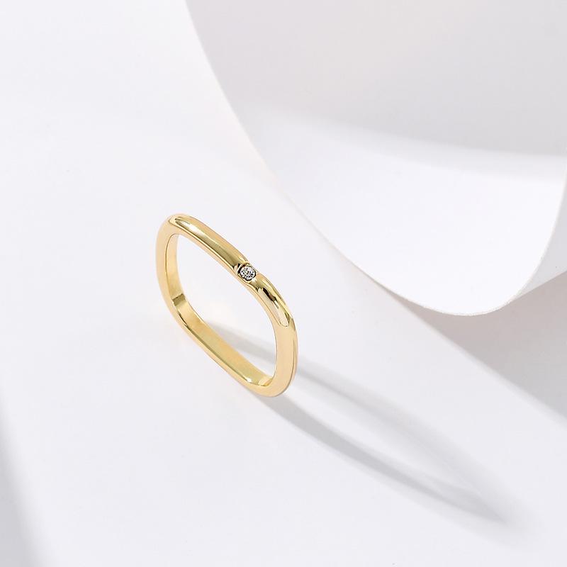 Women's Colorful Copper Zircon Square Ring - Simple Korean Style Valentine's Jewelry for Couples