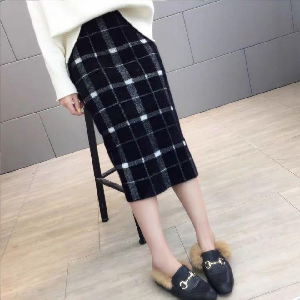 Fustă Midi Tricotată Groasă Supradimensionată Impermeabilă Fleece de Nurcă Toamnă/Iarnă Fustă Pachet pe Șold