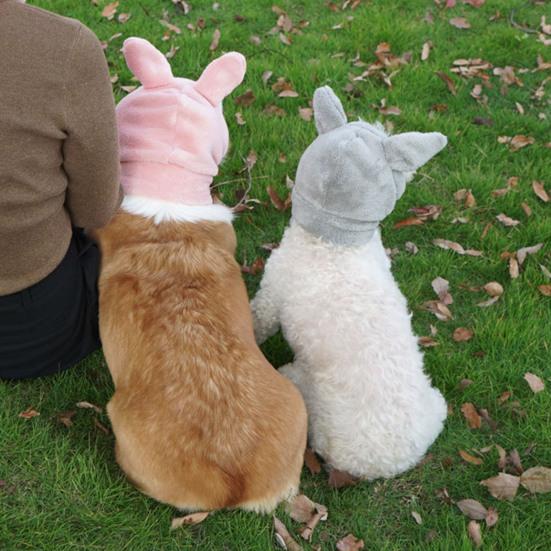 Comfortable Winter Dog Hat Scarf Coral Fleece Cat Headgear with Three-dimensional Ears Pet