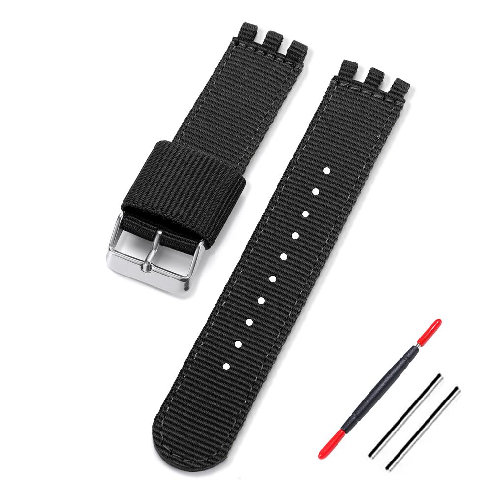 17mm 19mm 20mm Nylon Canvas Watch Band for Swatch Replacement Strap for Military Sports Army Green Wristband Men Women Bracelets