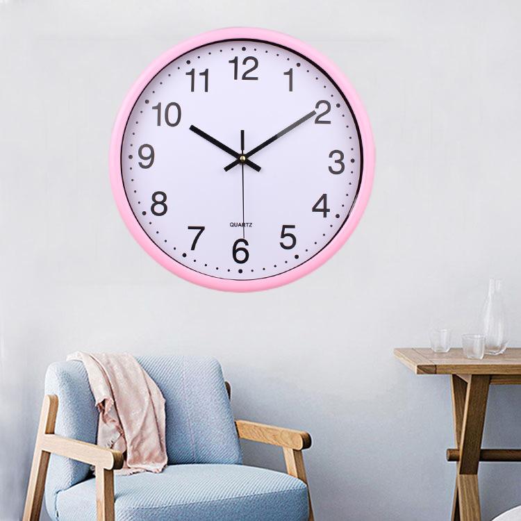 

Комнатные настенные часы Часы Домашние настенные Классные круглые на батарейках Подвесные часы Douyin Современные простые Часы для гостиной pink and white