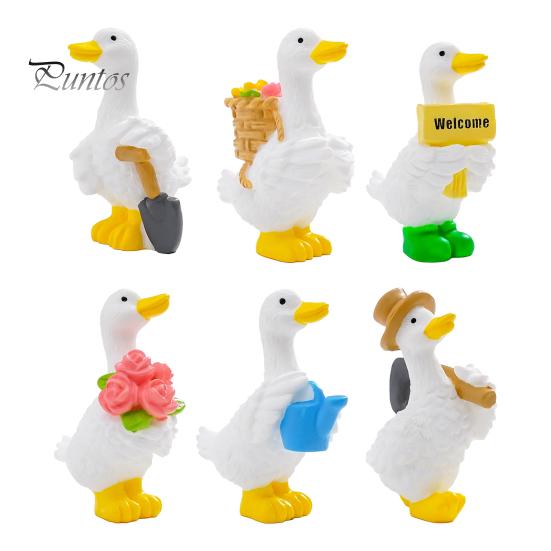 Resin Crafts for Flowerpots Mini Garden Duck Figurine, Cute Farm Dolls, Small Desktop Decorative Ornaments Car Dashboard Figurines, Micro Landscape