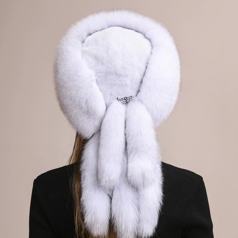 Fox fur hat women's winter leather Mongolian hat ethnic wind ear protection warm Northeast mink straw hat children winter