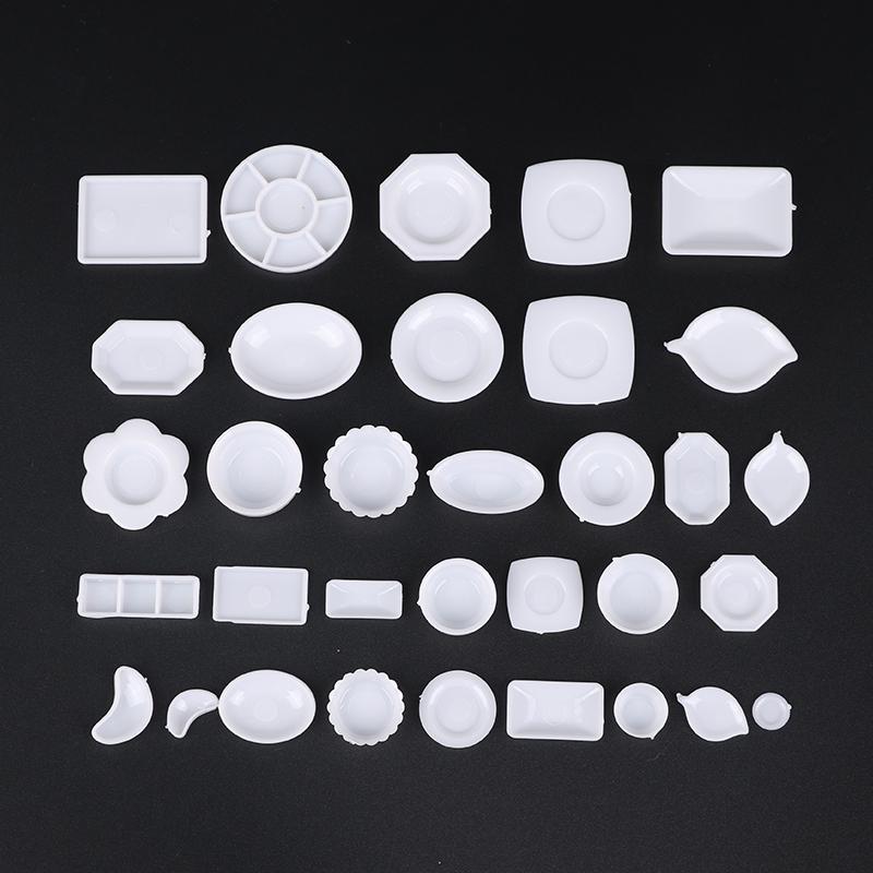 33Pcs/Set Dollhouse Miniature Trays Plates Doll Mini Food White Dishes Tableware