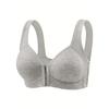 Women's Bra Wire-Free Front Closure Solid Color Full Coverage 3D Cups More Considerate for Middle-Aged And Elderly Individual Underwear