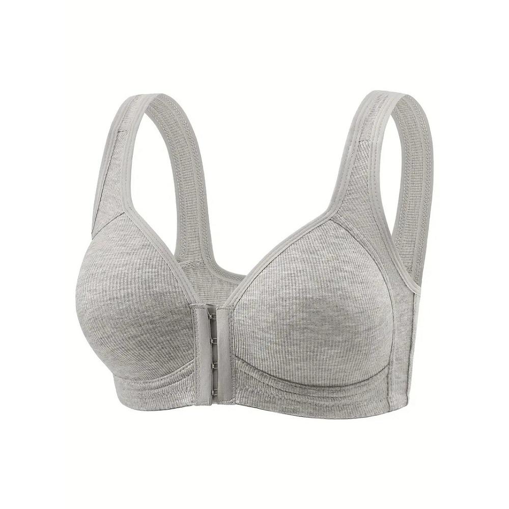 Women's Bra Wire-Free Front Closure Solid Color Full Coverage 3D Cups More Considerate for Middle-Aged And Elderly Individual Underwear