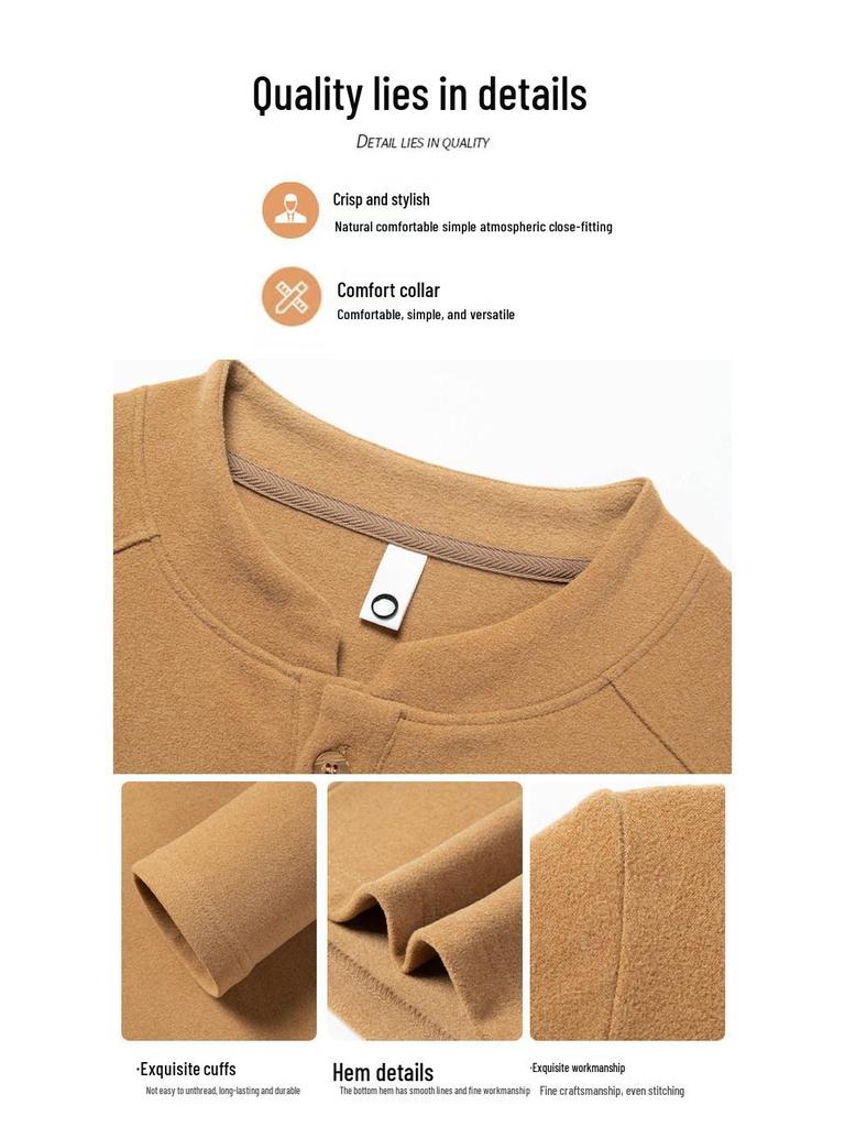 Men's Skin-Friendly Woodpecker Polo Shirt - Warm German Velvet, Stand-Up Collar, Casual Business, Autumn/Winter