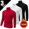 Simple Long-Sleeve Turtleneck Men's Work Long-Sleeve Top 3pcs Set, European and American Fashion Trend T-Shirt
