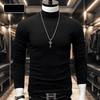 Warm Plus Velvet Half Turtleneck T-shirt Men's Autumn and Winter Thin Velvet Bottoming Shirt Long-sleeved Top Slim Fit