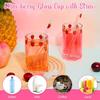 Cute Glass Strawberry Cups 300ML Straw Glass cups,Cute Strawberry Pattern Glass Bottles for Water Milk Tea,coffee Juice Tea Cups