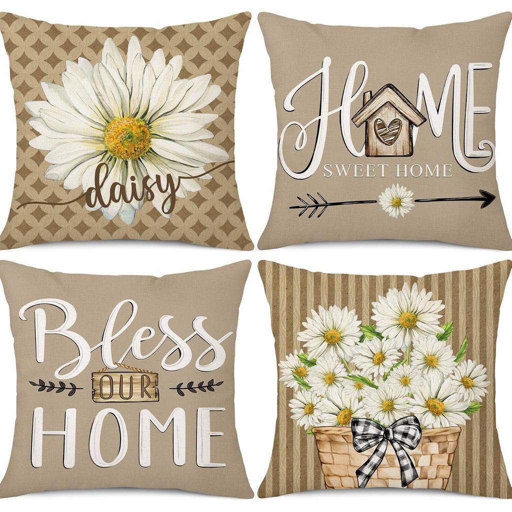 New Plant Flower Truck Letter Spring Series Pillowcase Home Office Pillow Cushion Ins