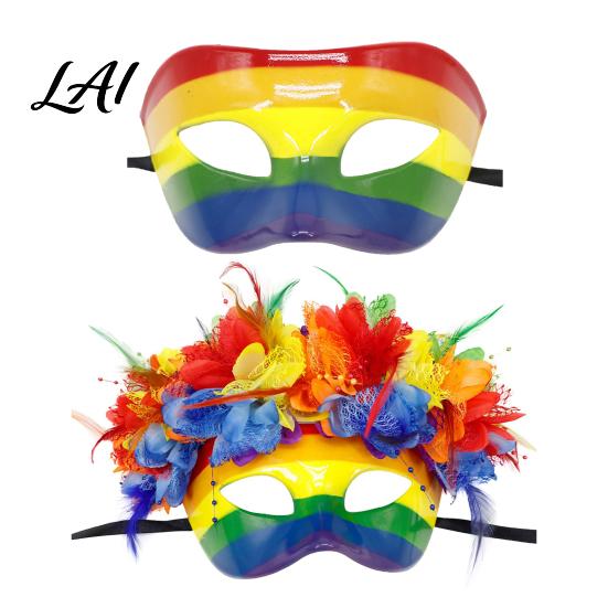 Maschera Floreale Mascherata Mardi Gras per Uomini Donne Colorata Arcobaleno Piumata Carnevale Veneziano Festa di Ballo Carnevale Halloween Cosplay Costume