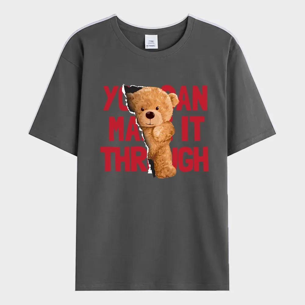 

Summer Men s T-shirt Teddy Bear Letter Printed T-shirt Fashion Sports Casual Street Short Sleeve Oversized Tee Shirt Men Clothes XXXXXL