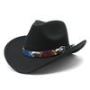 Europe, America, autumn and winter new woolen top hat women's snake pattern belt western cowboy jazz hat men's outdoor sun hat top hat
