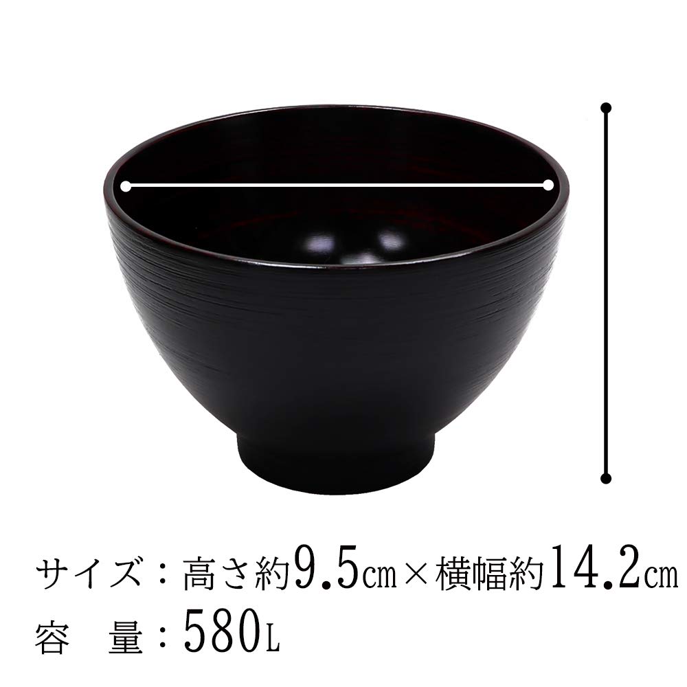 Osaka Choseido Wooden Miso Soup Akebono and Yamanaka Wood Diameter Bowl, Lacquer, Grain, Lacquered, Original, Large, 14.2cm