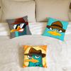 Cartoon P-Perry the Platypus DSN Cushion Cover Home Office Birthday Anniversary Gifts Soft Skin Friendly Cushion Cover
