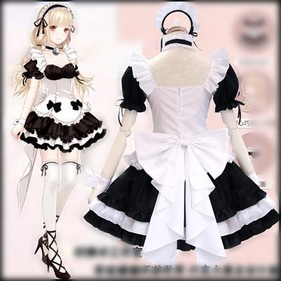 Černobílé čokoládové kostýmy služky Mašle Služebnická sukně Dívky Ženy Anime Cosplay Kostým Servírka Párty Kostýmy
