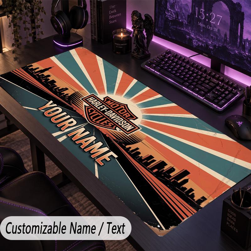 Large Mouse PadHarley-Davidson Custom Name Text Personalized Desk Mat Non Slip Gaming Pad