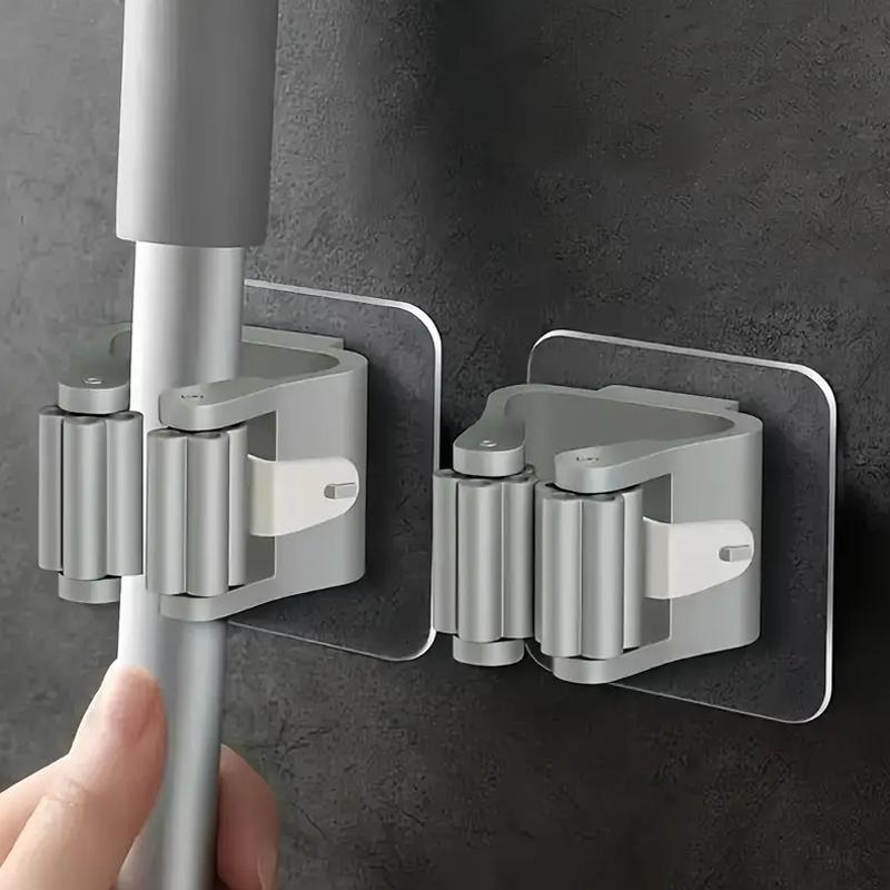 4PCS non-punching mop holder, mop clip, bathroom rack, powerful mop hook