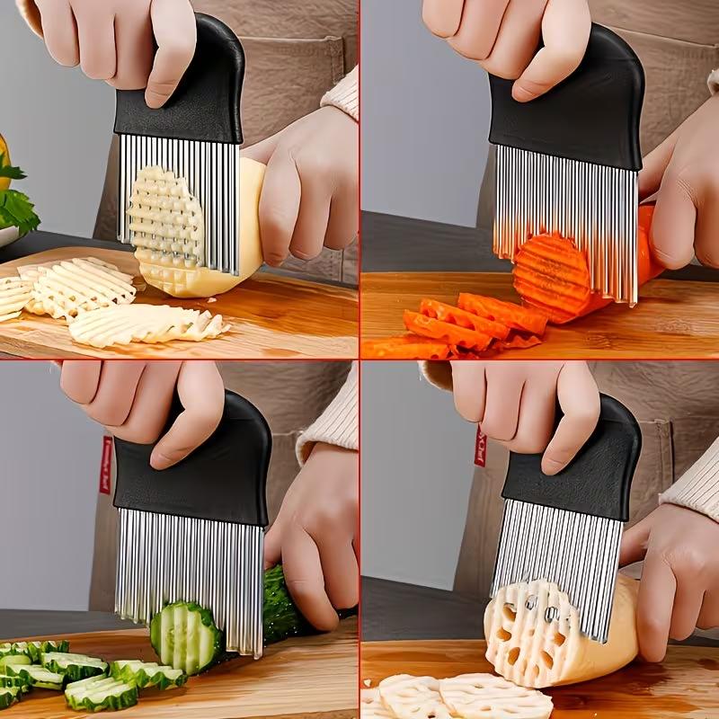 Stainless Steel Corrugated Potato Slicer Wavy Cutter for Vegetables Fruits Chips Carrots Potatoes Kitchen Cutting Tool